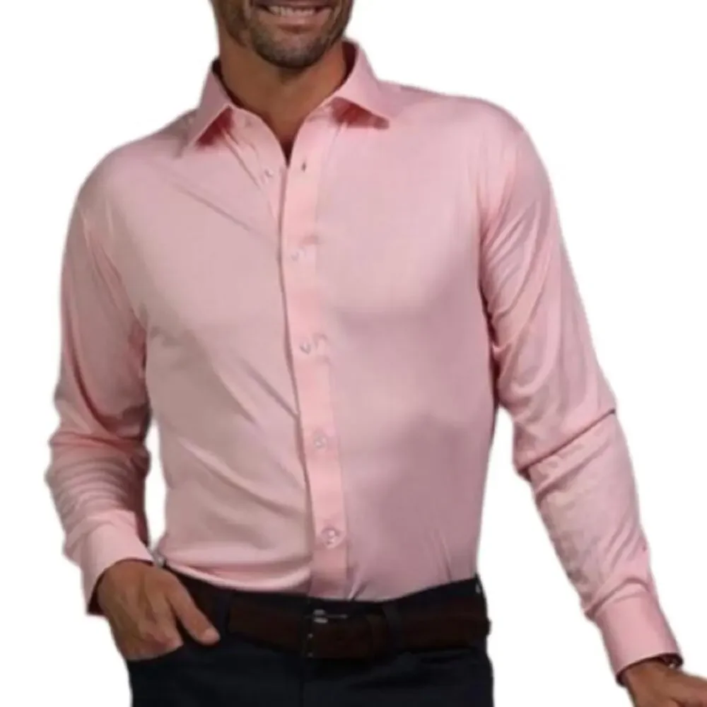 Collars & Co. Quattro Flex Dress Shirt with Semi-Spread Collar - Pink S